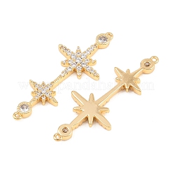 Brass Micro Pave Clear Cubic Zirconia Connector Charms&nbsp;KK-H538-13G