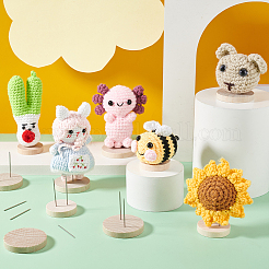 12Pcs 4 Styles Flat Round Wooden Doll Stands Display Holder&nbsp;DIY-GA0007-28