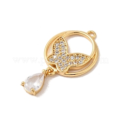 Brass Pave Clear Cubic Zirconia Pendants&nbsp;KK-P340-48G