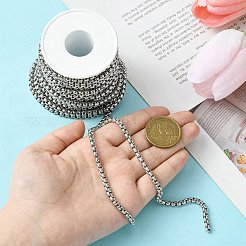 変色しにくい304ステンレススチールベネチアンチェーン  溶接されていない  ステンレス鋼色  4x4mm&nbsp;CHS-K001-37C