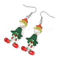 Acrylic & Shell Pearl & Glass Dangle Earrings&nbsp;EJEW-TA00827