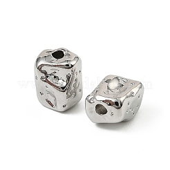 真鍮ビーズ  槌目模様の直方体  プラチナメッキ  6.5x5.5x4.5mm  穴：1.2mm&nbsp;KK-D106-12P