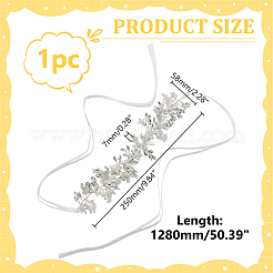 宴会ドレスの装飾用の花柄ポリエステル＆真鍮ラインストーンウェディングベルト  銀  1280mm&nbsp;DIY-WH0723-082S