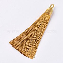 ポリエステルタッセルビッグサイズペンダントトップパーツ  ゴールデンロッド  85~90x9~10mm  穴：3mm&nbsp;FIND-I007-A15