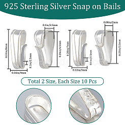 20個2サイズ925スターリングシルバースナップオンベイル  スタンプ925個付き  銀  7~8x3~4x2.5mm  穴：2~2.5x5.5~6.5mm  10pcs /サイズ&nbsp;STER-BBC0001-90