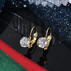 Crystal Rhinestone Leverback Earrings&nbsp;EJEW-H105-33G