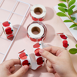 4ロールのコート紙粘着ステッカーロール  粘着ラベル  装飾結婚披露宴アクセサリー用  りんご  27mm&nbsp;STIC-FH0001-27A