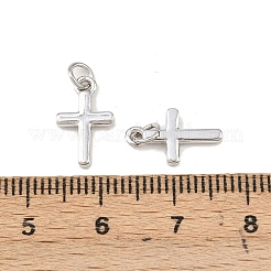 真鍮チャーム  長持ちメッキ  クロス  プラチナ  13.5x8x1.5mm  丸カン：4x0.7ミリ  内径：1/8インチ（3.5mm）&nbsp;KK-Z008-15P