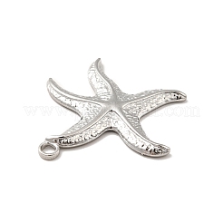 変色しない304ステンレススチールペンダント  ヒトデのチャーム  ステンレス鋼色  37x35x3mm  穴：3mm&nbsp;STAS-I197-019P