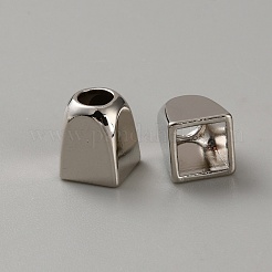 亜鉛合金コードの端部  エンドキャップ  プラチナ  10x8x8mm  穴：4mm  内径：6x6mm&nbsp;FIND-WH0365-016P