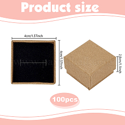 クラフト紙梱包箱100個  内部のスポンジ  正方形  バリーウッド  4x4x2.8cm&nbsp;CON-PH0003-70