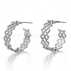 Brass Half Hoop Earrings&nbsp;KK-N232-114P-NF