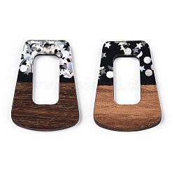 Opaque Resin & Walnut Wood Pendants&nbsp;RESI-N039-65C