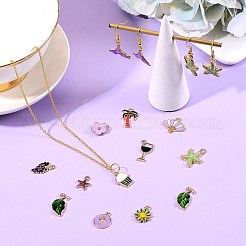 150本15スタイルアロイエナメルペンダント  混合図形  ライトゴールド  ミックスカラー  10個/スタイル&nbsp;ENAM-SZ0002-03