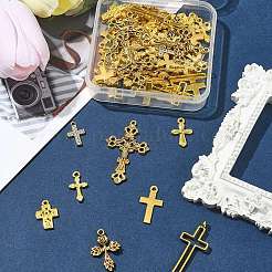 合金ペンダント  ラインストーン付き  クロスチャーム  ミックスカラー  16~43.5x10~26x1.5~3mm  穴：1~2mm  60個/箱&nbsp;FIND-FS0001-99