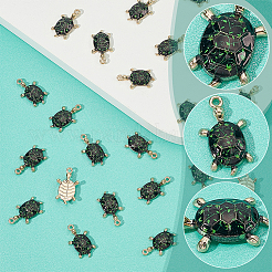 40本プリントアロイペンダント  エナメル  カメ  ライトゴールド  ブラック  23.5x14x4.5mm  穴：1.6mm&nbsp;FIND-NB0004-64