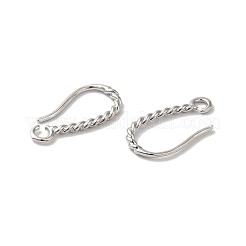 長持ちするメッキ真鍮製イヤリングワイヤー  ニッケルフリー  プラチナ  18x1.4mm  穴：1.9mm  ピン：0.8mm&nbsp;KK-K381-07P
