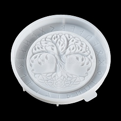 Flat Round with Tree of Life & Runes DIY Wall Decoration Silicone Molds&nbsp;SIL-F007-04