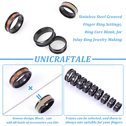 18Pcs 9 Size 201 Stainless Steel Grooved Finger Ring Settings&nbsp;STAS-UN0049-98EB