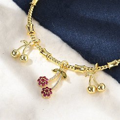Brass Micro Pave Cubic Zirconia Fruit Charm Bangles for Women&nbsp;BJEW-Z089-01G-02