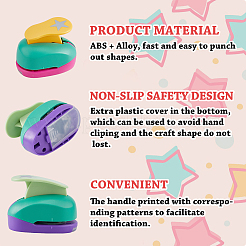 4個 4スタイル スター ABS プラスチック & 合金 クラフトパンチ 子供用 カッティングクラフト用  ミックスカラー  51~93x31~56.5x44~69mm  内径：6.5~35x9~28.5mm&nbsp;AJEW-FH0005-83