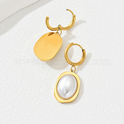 Stainless Steel Imitation Pearl Oval Hoop Earrings&nbsp;SG6004