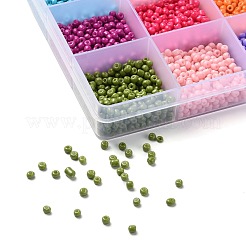 180g15色ベーキングペイントガラスシードビーズ  ラウンド  ミックスカラー  8/0  3~4x2~3mm  穴：0.8~1mm  12 G /カラー&nbsp;SEED-JQ0003-01C-3mm