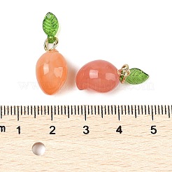 天然石瑪瑙ペンダント  アクリル箔付き  フルーツのチャーム  ゴールドカラー  マンゴー  16.5x10mm  穴：4mm&nbsp;G-F773-01C
