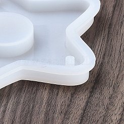 クリスマス アロマセラピー DIY ペンダント デコレーション シリコン型  エポキシ樹脂工芸品作り  ホワイト  スター  122x105x10mm  穴：4mm  内径：112mm&nbsp;DIY-M057-02B