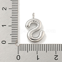 変色しない304ステンレススチールペンダント  レターチャーム  ステンレス鋼色  文字S  17x10x3mm  穴：2mm&nbsp;X-STAS-C102-15P-S