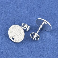 304ステンレススチールスタッドピアス金具  フラットラウンド  銀  12mm  穴：1.2mm  ピン：0.8mm&nbsp;STAS-O119-15C-S