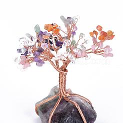 Natural Gemstone Chips and Fluorite Pedestal  Display Decorations&nbsp;G-S282-02