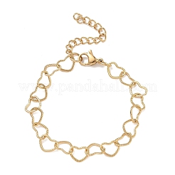 304 Stainless Steel Heart Link Chain Bracelets&nbsp;SA-CBA2696-16G