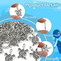 チベット風アロイペンダント50個  亀のチャーム  アンティークシルバー  21x14.8x2mm  穴：1.6mm&nbsp;FIND-YW0008-73