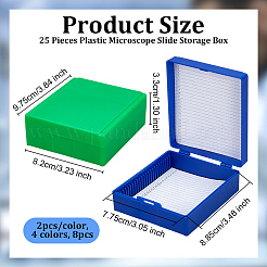 8個 4色 25個 プラスチック顕微鏡スライド収納ボックス  長方形  ミックスカラー  82x97.5x33mm  内径：88.5x77.5mm  2個/カラー&nbsp;CON-OC0001-82