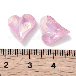 ガラスラインストーンカボション  ポイントバック＆バックメッキ  多面カット  ハート  ライトローズ  13x12x5mm&nbsp;RGLA-G020-04A-508AM