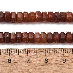天然石ストロベリークォーツビーズ連売り  六角平石ビーズ  6x6x3.5mm  穴：1mm  約103個/連  14.96''（38センチメートル）&nbsp;G-G317-A35-3x6mm