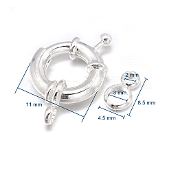 真鍮のスプリングリングの留め金  銀  11x5mm  チューブベイル: 8.5x4.5x1.5mm  穴：2mm&nbsp;KK-L082B-01S