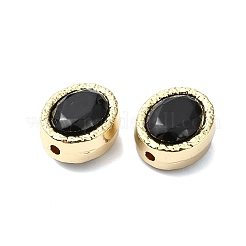 めっき合金ビーズラック  ガラスと  オーバル  ゴールドカラー  ブラック  13.5x11.5x8mm  穴：1.6mm&nbsp;PALLOY-Z004-02G-03