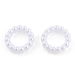 ABSプラスチック模造パールリンクリング  リング  ホワイト  10x2.5mm  内径：6mm  約1000個/袋&nbsp;OACR-T015-06A-01