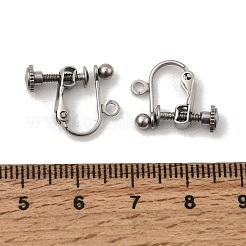 316サージカルステンレススチールクリップオンイヤリング金具  カン付き  ステンレス鋼色  16x13.5x5mm  穴：1.5mm&nbsp;X-STAS-H240-45P