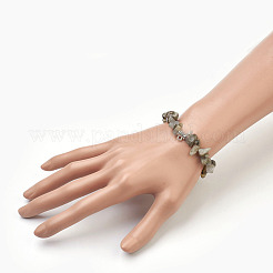 天然ラブラドライトビーズはブレスレットを伸ばします  合金パーツ  チップ  1-3/4インチ（4.5cm）&nbsp;BJEW-JB03860-08