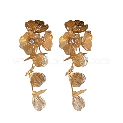 Brass Rhinestone Dangle Stud Earrings&nbsp;FS-WG7F728-01
