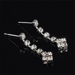 Rhombus Brass Crystal Rhinestone Pendant Necklaces & Stud Dangle Earrings Sets for Womenn&nbsp;FS-WG6562E-01