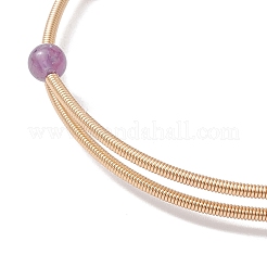 4Pcs 4 Style Natural Mixed Gemstone Round Beaded Cuff Bangles Set&nbsp;BJEW-JB10112