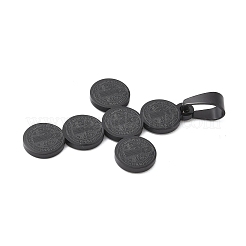 イオンプレーティング（IP）304ステンレス鋼製聖ベネディクトメダルクロスペンダント  ブラック  43x30x2mm  穴：5x9mm&nbsp;STAS-F012-12B