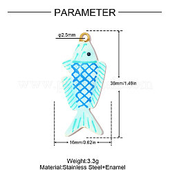 304 Stainless Steel with Cyan Enamel Pendants&nbsp;SA-OY003-46G