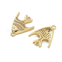 Brass Micro Pave Clear Cubic Zirconia Sea Animal Connector Charms&nbsp;KK-P325-01G
