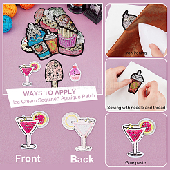 Computerized Embroidery Cloth Iron On Sequins Patches&nbsp;PATC-WH0006-09