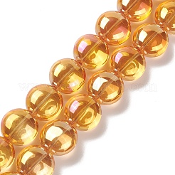透明電気めっきガラス ビーズ 連売り  フラットラウンド  混合スタイル  ミックスカラー  12x8mm  穴：1.2mm  約50個/連  24.41''（62センチメートル）&nbsp;EGLA-P049-01A